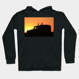Diesel Tractor Truck Silhouette at Sunset Hoodie